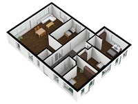 3D půdorys bytu, pohled z perspektivy