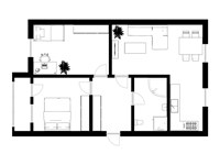 2D černobílý plán bytu